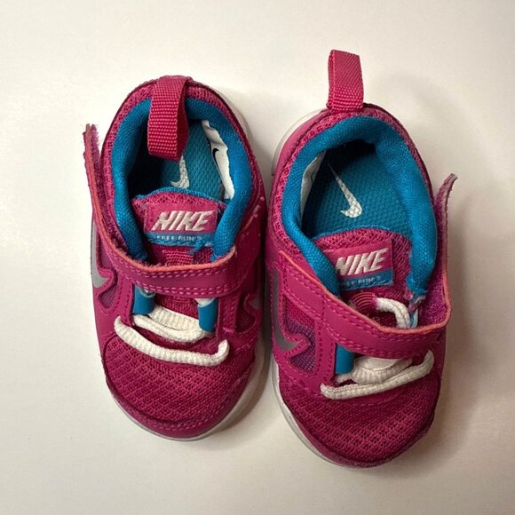 Nike Baby Girls Free Run Sneakers Pink & Blue 4C Athletic Walker - Picture 5 of 5